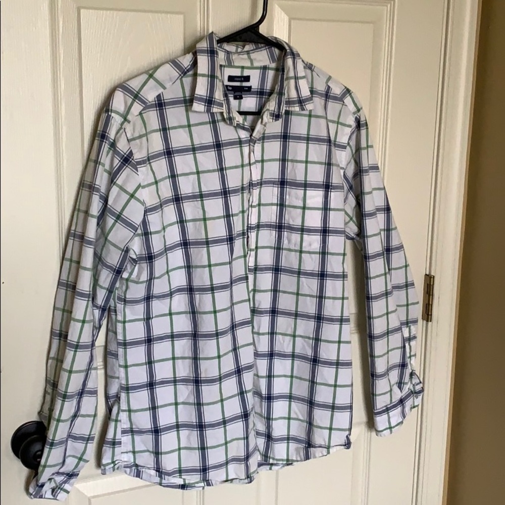 Green and Blue Plaid Button Down Shirt